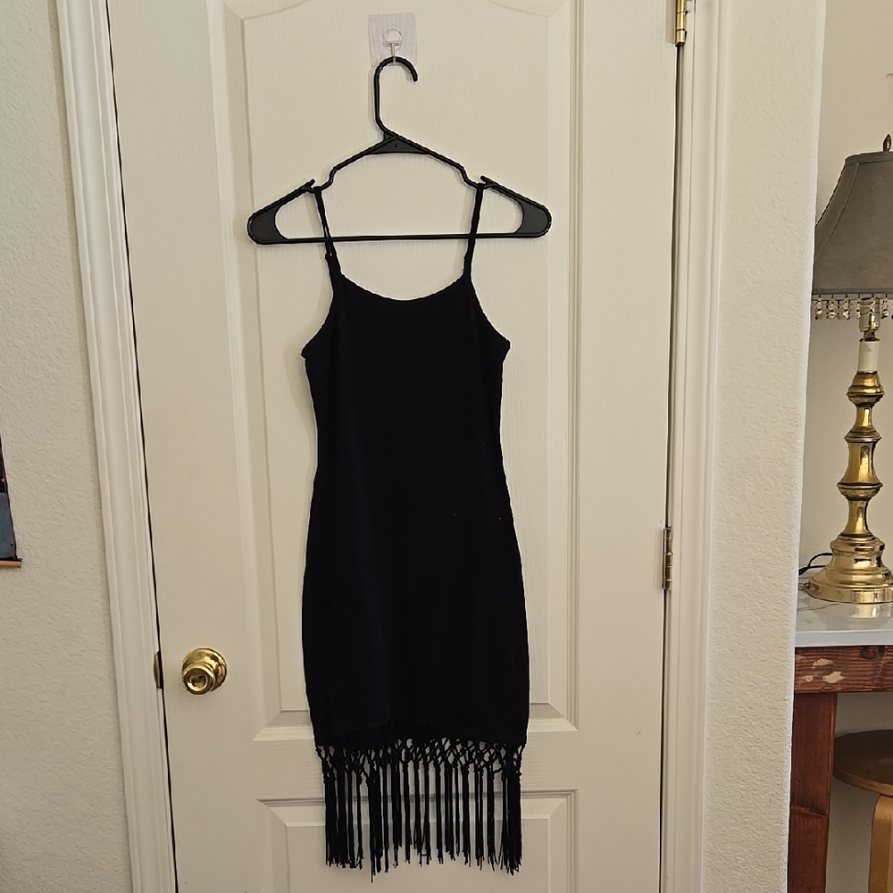 Double Zero Black Fringe Mini Dress